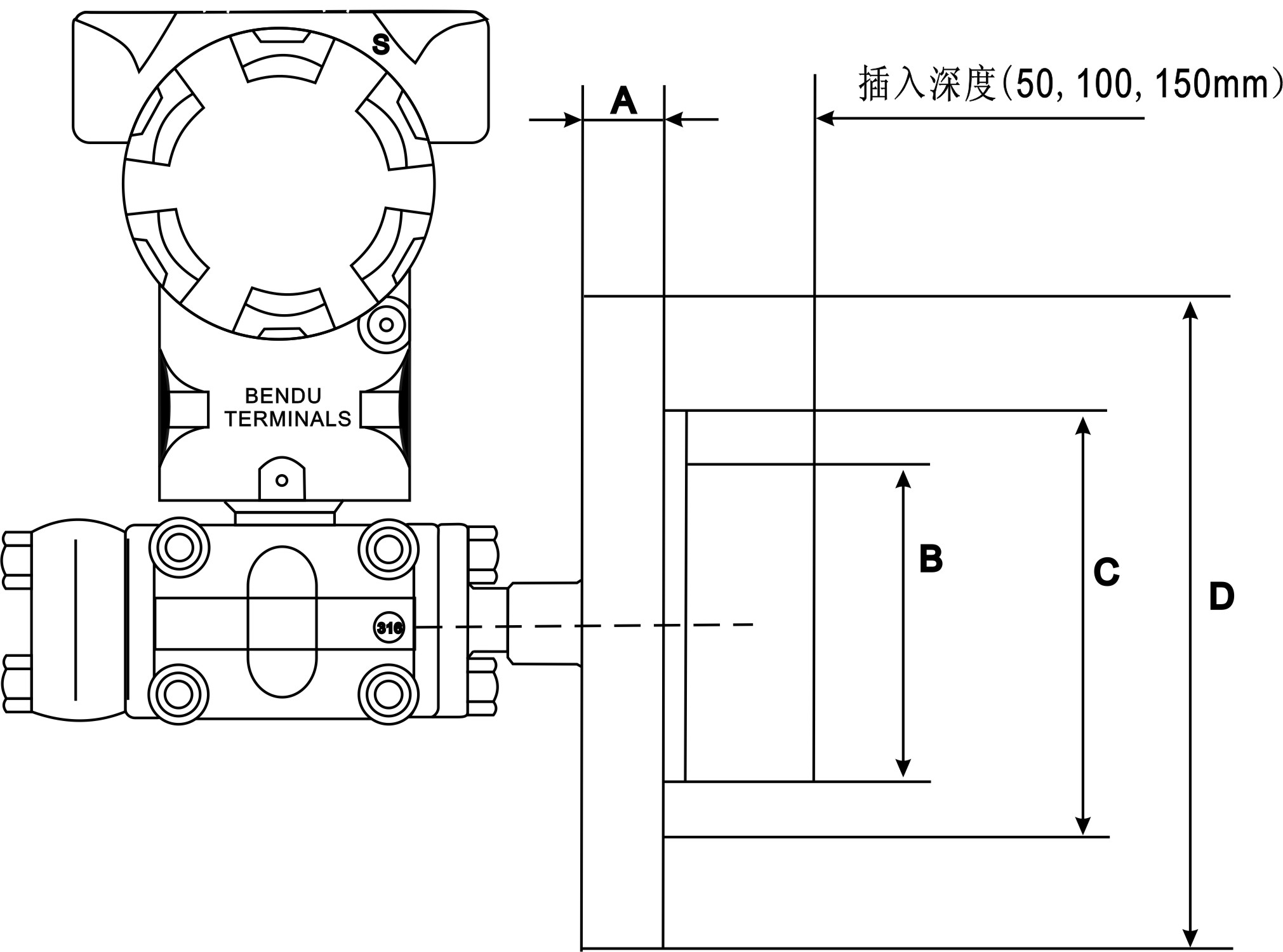 CYB3351LT单法兰智能数显液位变送器(图2)